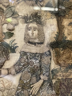 Lot 597 - A Charles II stumpwork needlework picture
