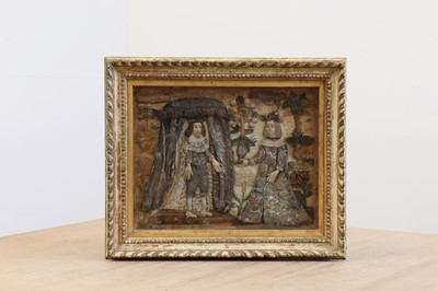 Lot 597 - A Charles II stumpwork needlework picture