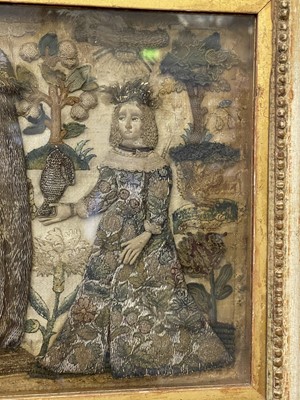 Lot 597 - A Charles II stumpwork needlework picture