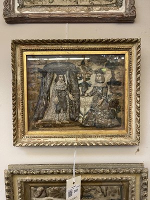 Lot 597 - A Charles II stumpwork needlework picture