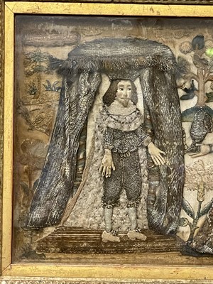 Lot 597 - A Charles II stumpwork needlework picture