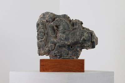 Lot 89 - A grey schist carving fragment