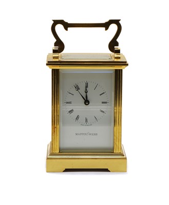 Lot 214 - A Mappin & Webb brass cased carriage timepiece