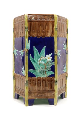 Lot 80 - A Victorian hexagonal majolica garden seat
