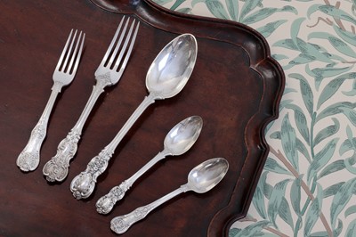 Lot 449 - A composed William IV and later silver flatware service for twelve