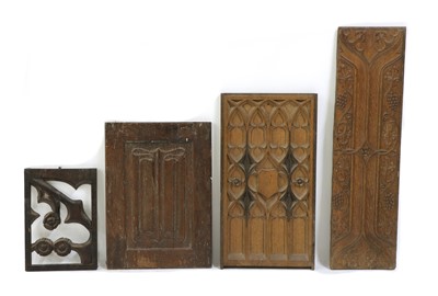 Lot 208 - A carved oak gothic panel
