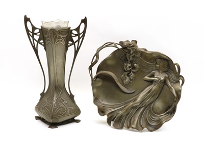 Lot 209 - Two WMF Art Nouveau pewter items