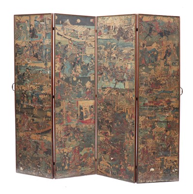 Lot 435 - A Japanese four-panel screen