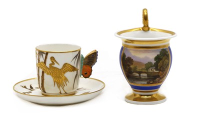 Lot 60 - A Royal Worcester Aesthetic porcelain coffee can and saucer