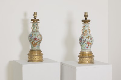 Lot 130 - A pair of Chinese porcelain vase lamps