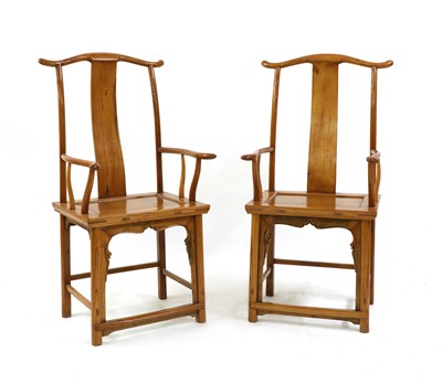 Lot 339 - A pair of Chinese hardwood 'Lamphanger' chairs