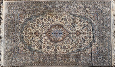 Lot 255 - A hand knotted Nain part silk rug