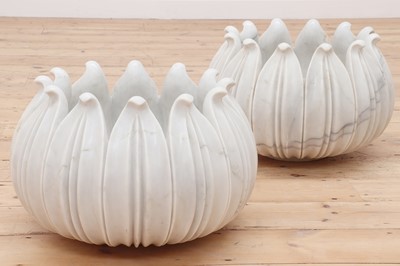 Lot 564 - A pair of carved marble planters
