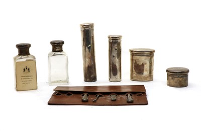 Lot 40 - A leather cased vanity set