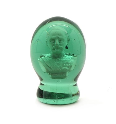 Lot 105 - A Victorian green glass dump weight