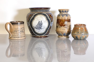 Lot 3 - Four Doulton Lambeth stoneware items