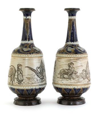 Lot 12 - A pair of Doulton Lambeth stoneware vases