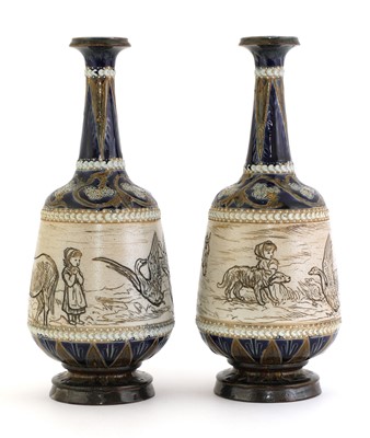 Lot 12 - A pair of Doulton Lambeth stoneware vases
