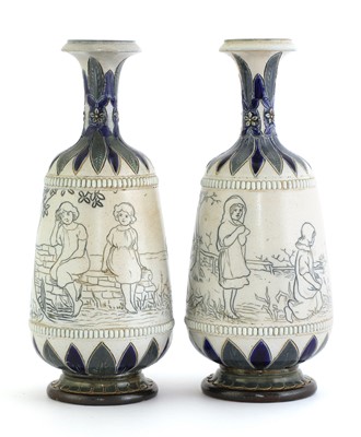 Lot 13 - A pair of Doulton Lambeth vases