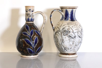 Lot 9 - Two Doulton Lambeth stoneware ewers