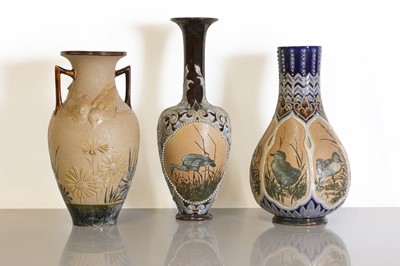 Lot 58 - A Doulton Lambeth stoneware twin-handled vase