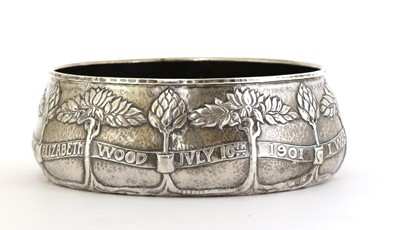 Lot 37 - An Arts and Crafts silver christening bowl