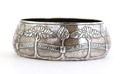 Lot 37 - An Arts and Crafts silver christening bowl