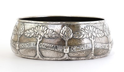 Lot 37 - An Arts and Crafts silver christening bowl