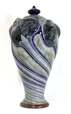 Lot 86 - A Royal Doulton stoneware vase and cover