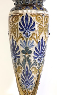 Lot 95 - A Doulton Lambeth stoneware oil lamp