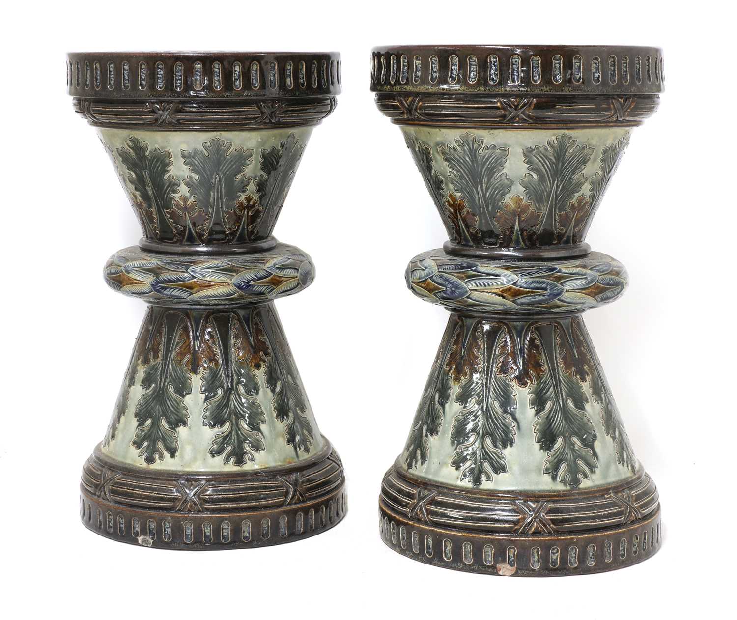 Lot 94 - A pair of Doulton Lambeth stoneware garden seats