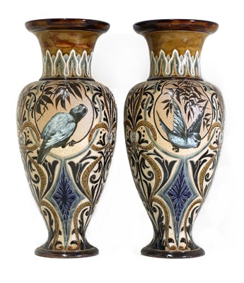 Lot 36 - A pair of Doulton Lambeth stoneware vases