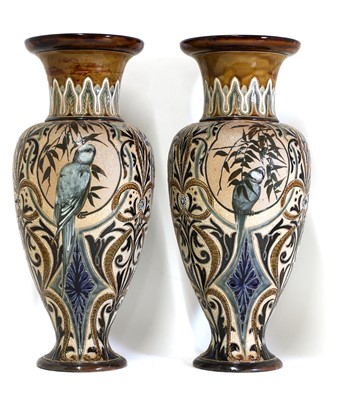 Lot 36 - A pair of Doulton Lambeth stoneware vases