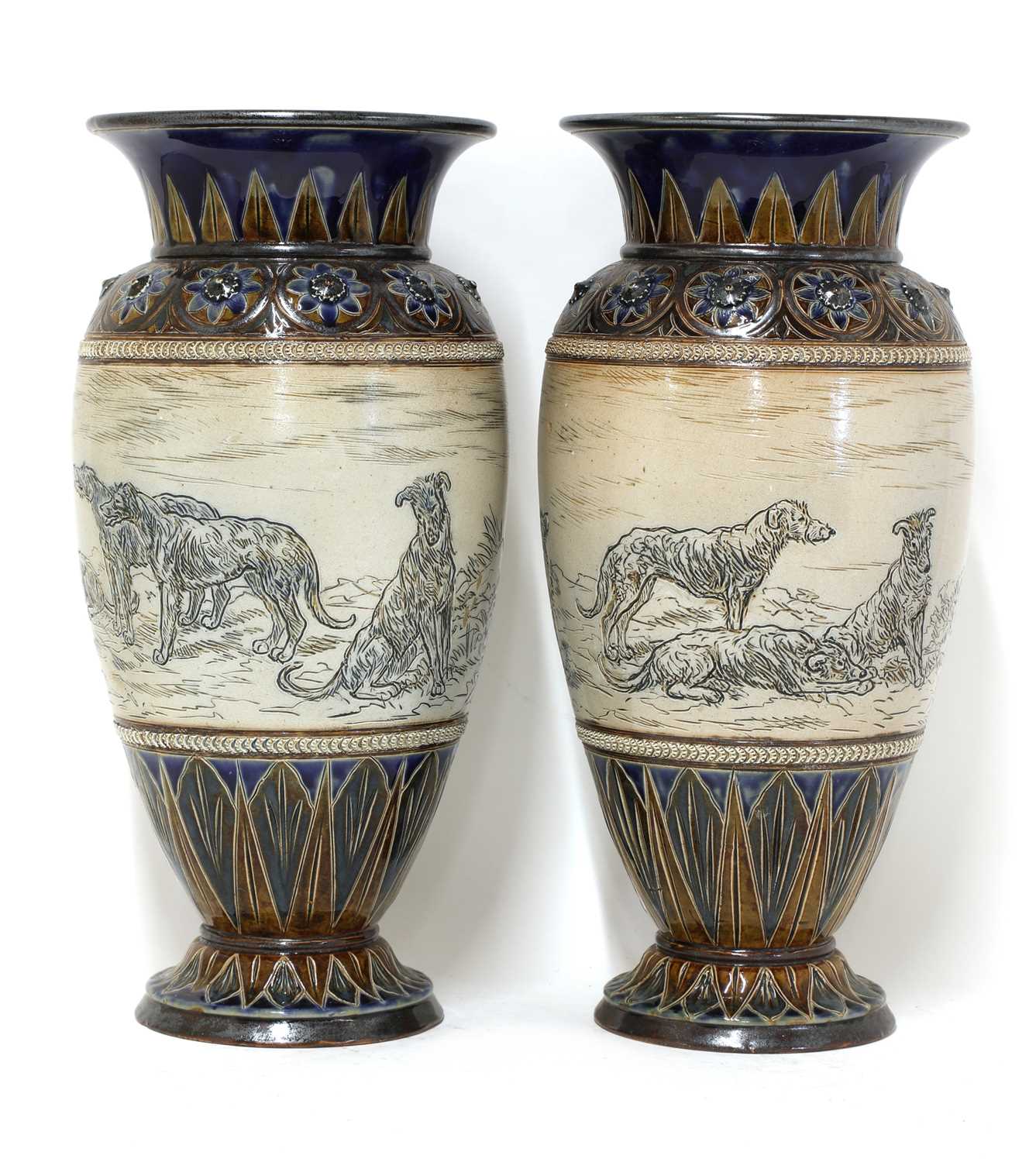 Lot 19 - A pair of Doulton Lambeth stoneware vases