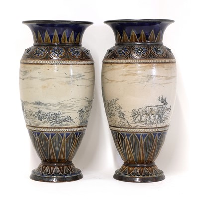 Lot 19 - A pair of Doulton Lambeth stoneware vases