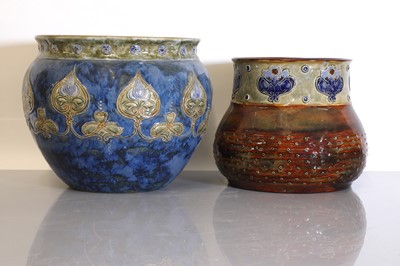 Lot 15 - A Royal Doulton and a Doulton Lambeth stoneware jardinière