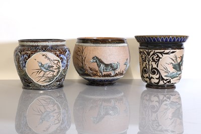Lot 16 - Three Doulton Lambeth stoneware jardinières