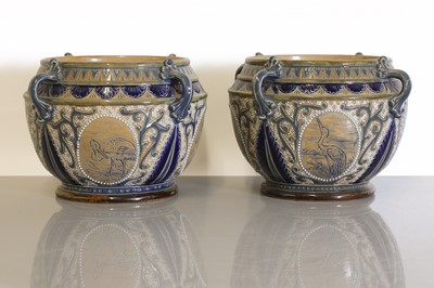 Lot 43 - A pair of Doulton Lambeth stoneware jardinières