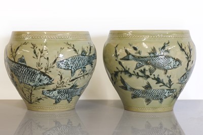Lot 98 - A pair of Doulton Lambeth stoneware jardinières