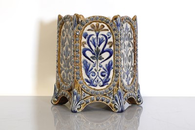 Lot 19 - A Doulton Lambeth stoneware hexagonal jardinière