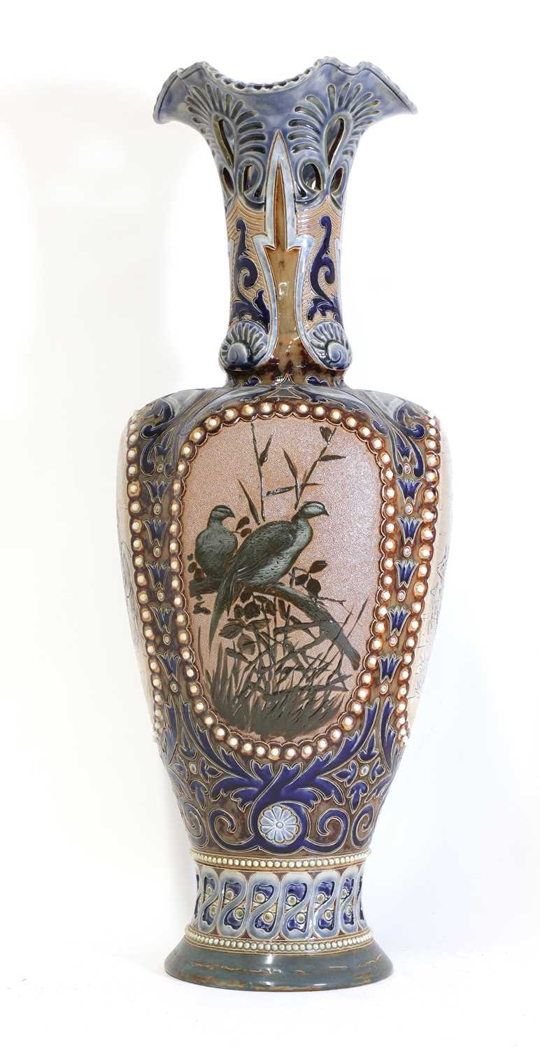 Lot 33 - A large Doulton Lambeth stoneware vase