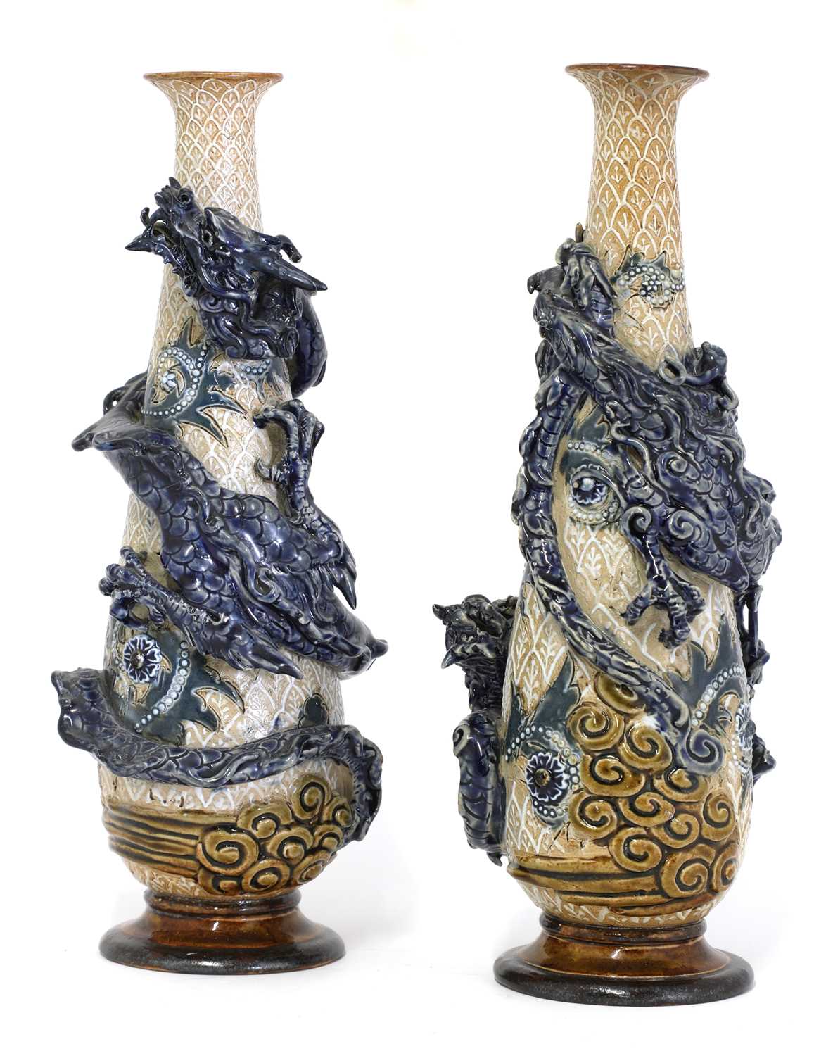 Lot 79 - A pair of Doulton Lambeth stoneware vases