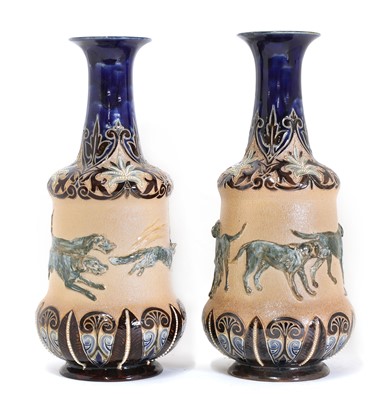Lot 7 - A pair of Doulton Lambeth stoneware vases