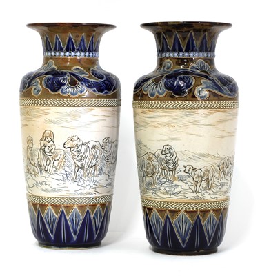 Lot 30 - A pair of Doulton Lambeth vases