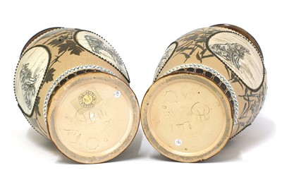 Lot 8 - A pair of Doulton Lambeth vases
