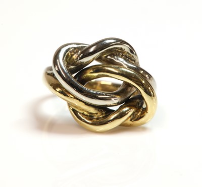 Lot 209 - An 18ct yellow and white gold fishermen's knot ring