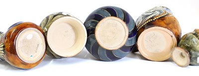 Lot 85 - Five Doulton Lambeth stoneware jugs