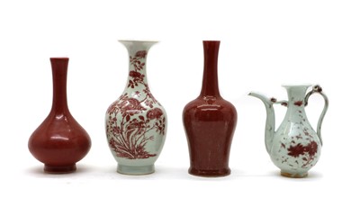 Lot 114 - A collection of Chinese copper-red decorated porcelain