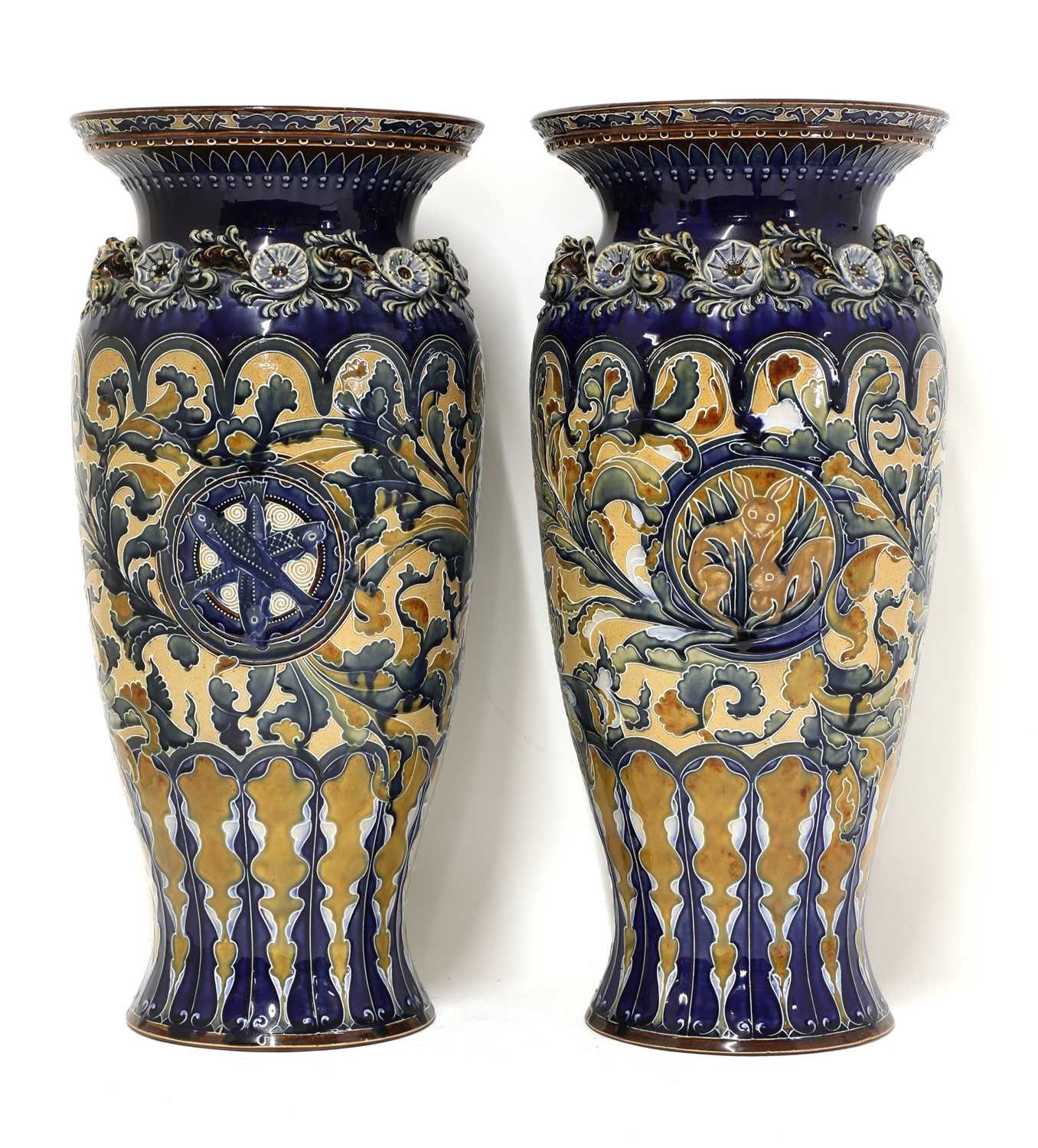 Lot 49 - A pair of Doulton Lambeth stoneware vases