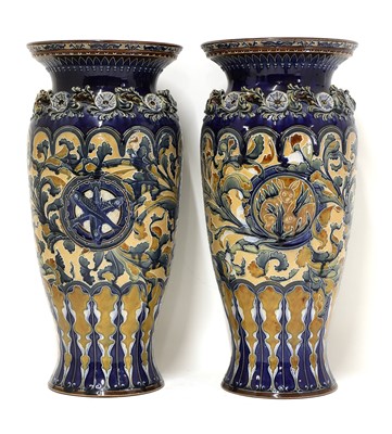 Lot 49 - A pair of Doulton Lambeth stoneware vases
